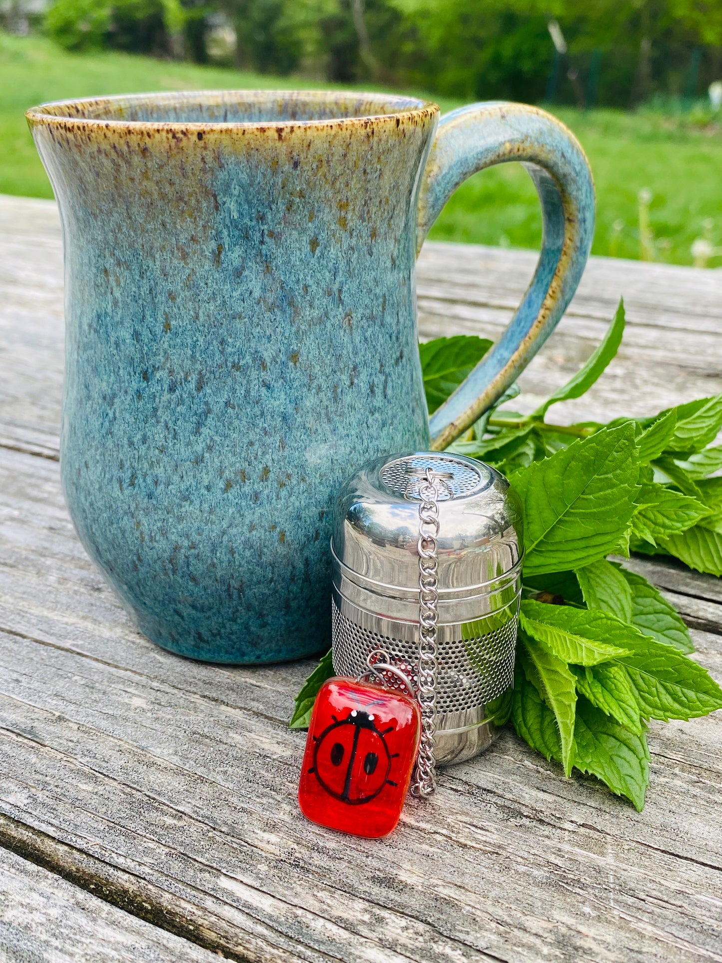 Lady Bug Glass Charm Tea Infuser