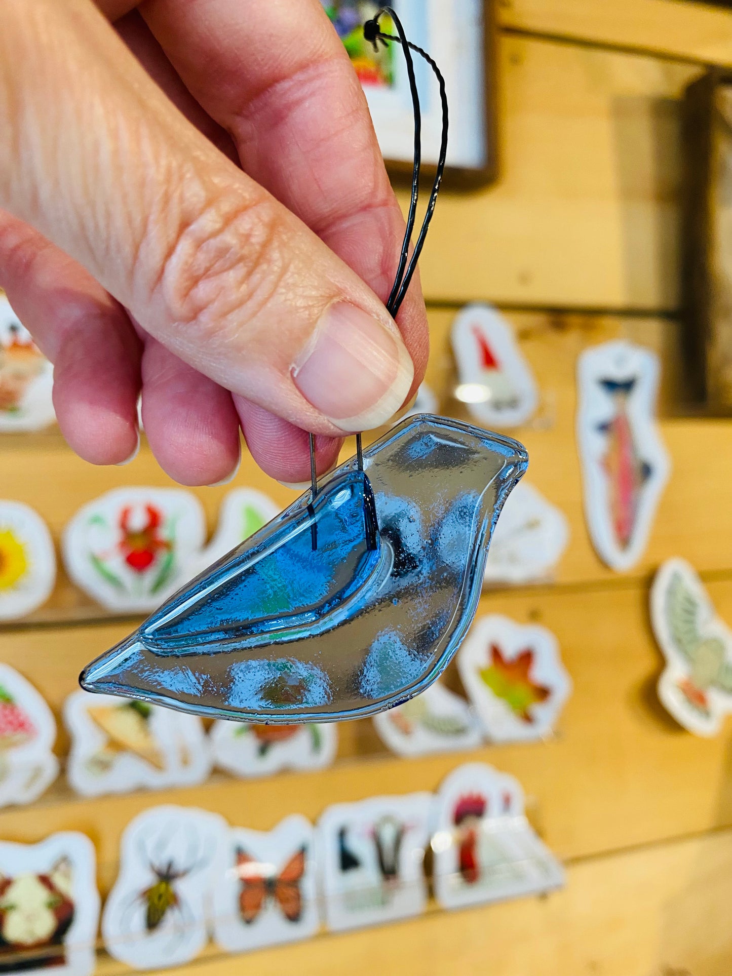 Eastern Bluebird Colored Glass Charms