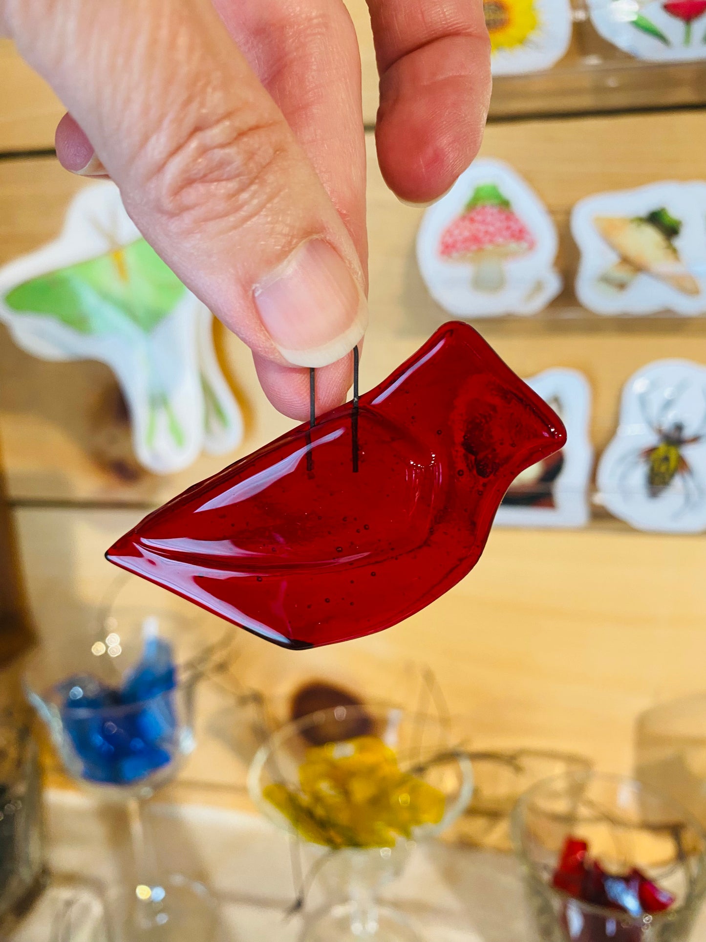 Cardinal Colored Glass Charms