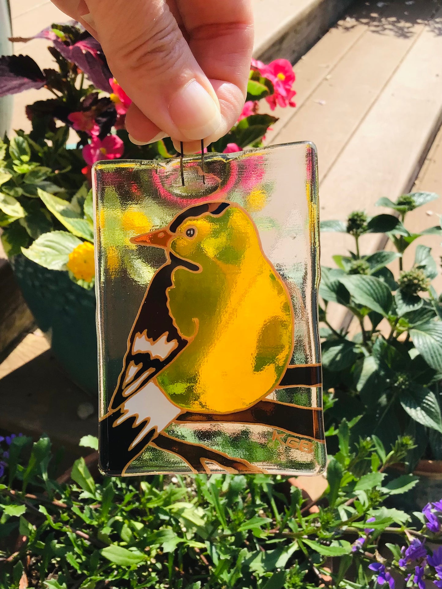 Yellow Finch Sun Catcher