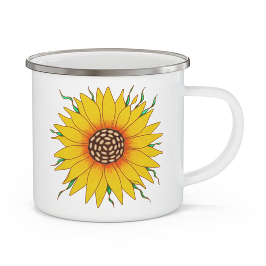 Sunflower Enamel Camping Mug