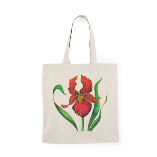 Red Iris Natural Tote Bag