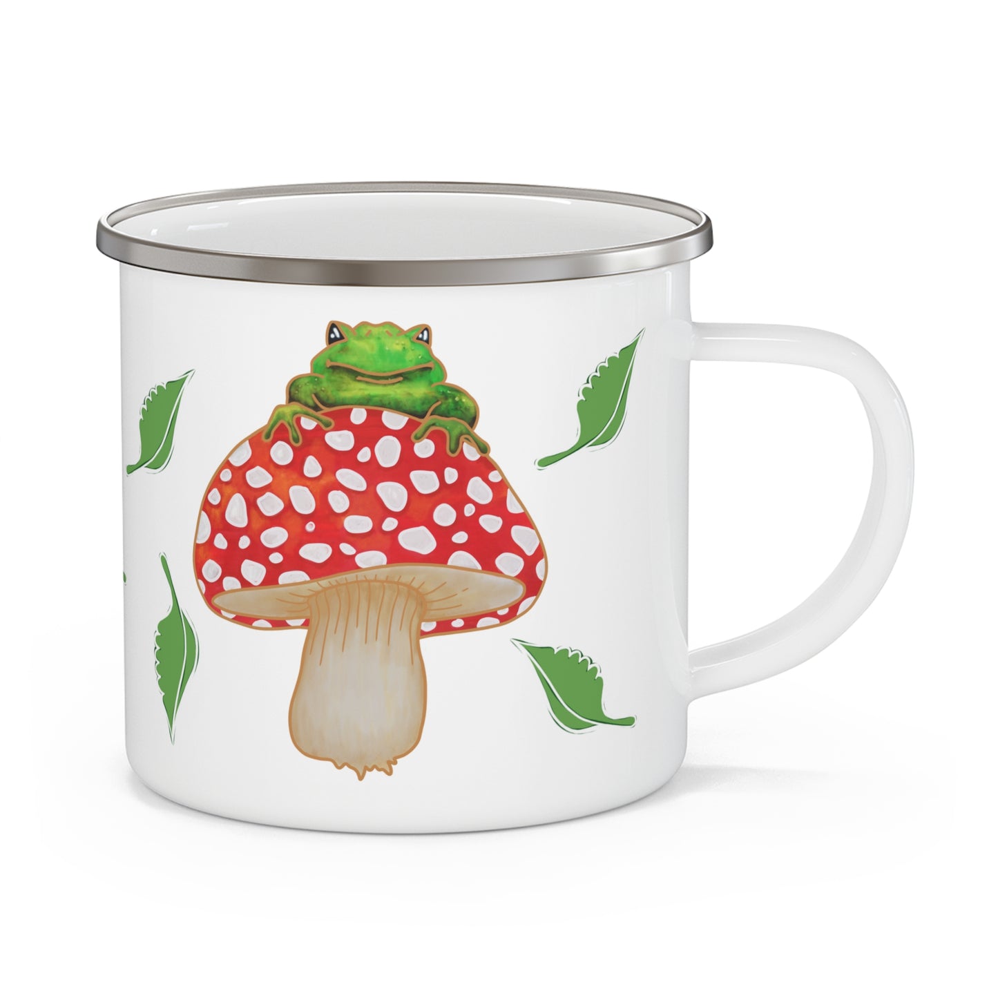 Frog and Mushroom Enamel Camping Mug