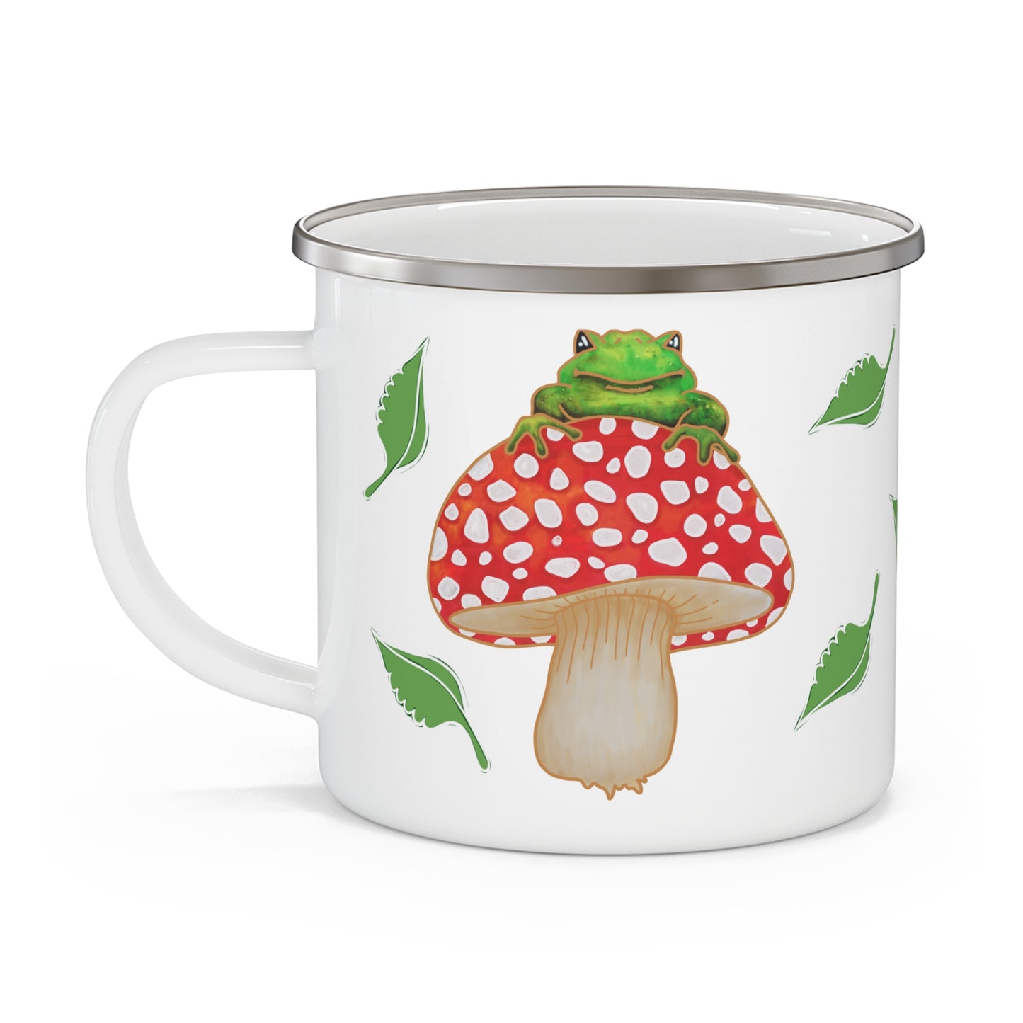 Frog and Mushroom Enamel Camping Mug