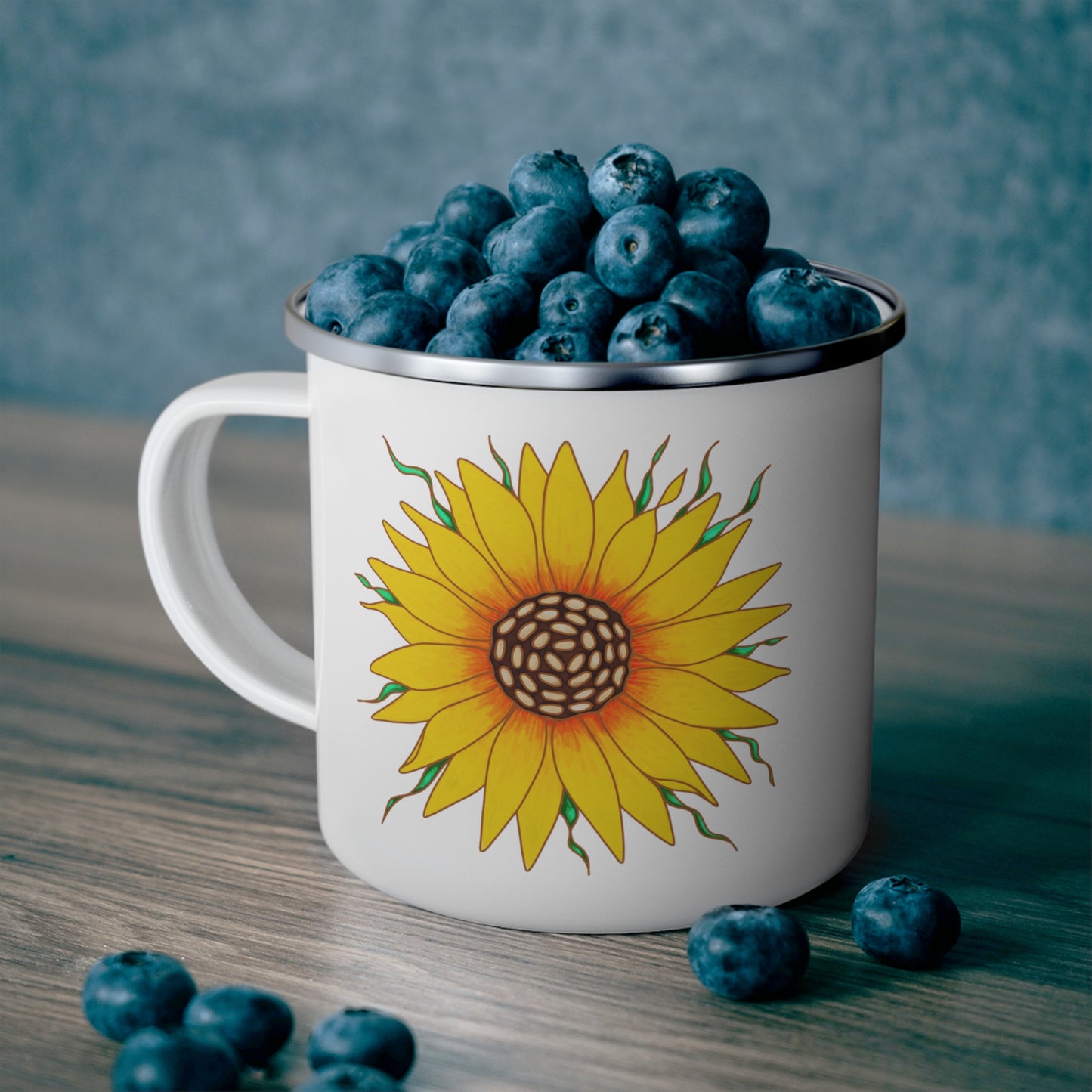 Sunflower Enamel Camping Mug