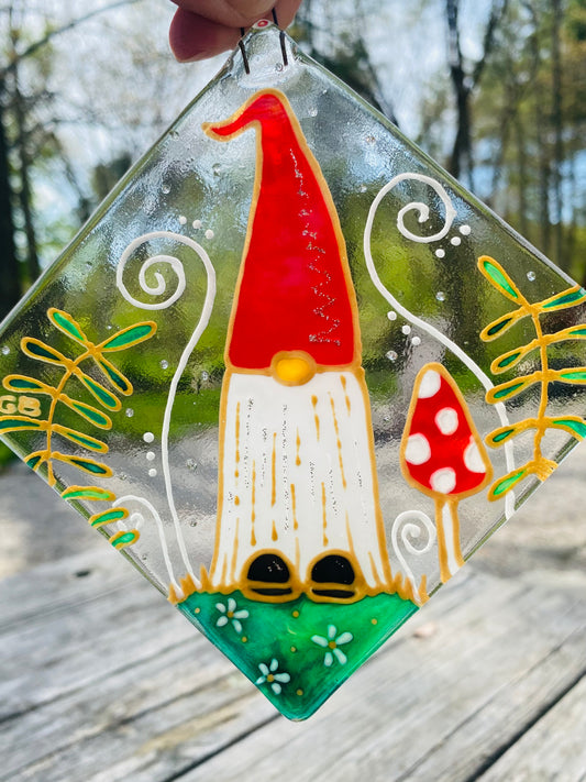 Gnome and Mushroom Sun Catcher