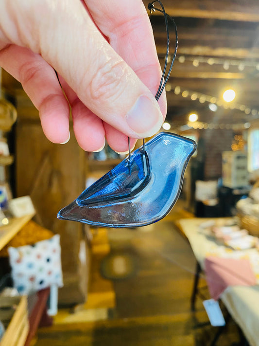 Eastern Bluebird Colored Glass Charms