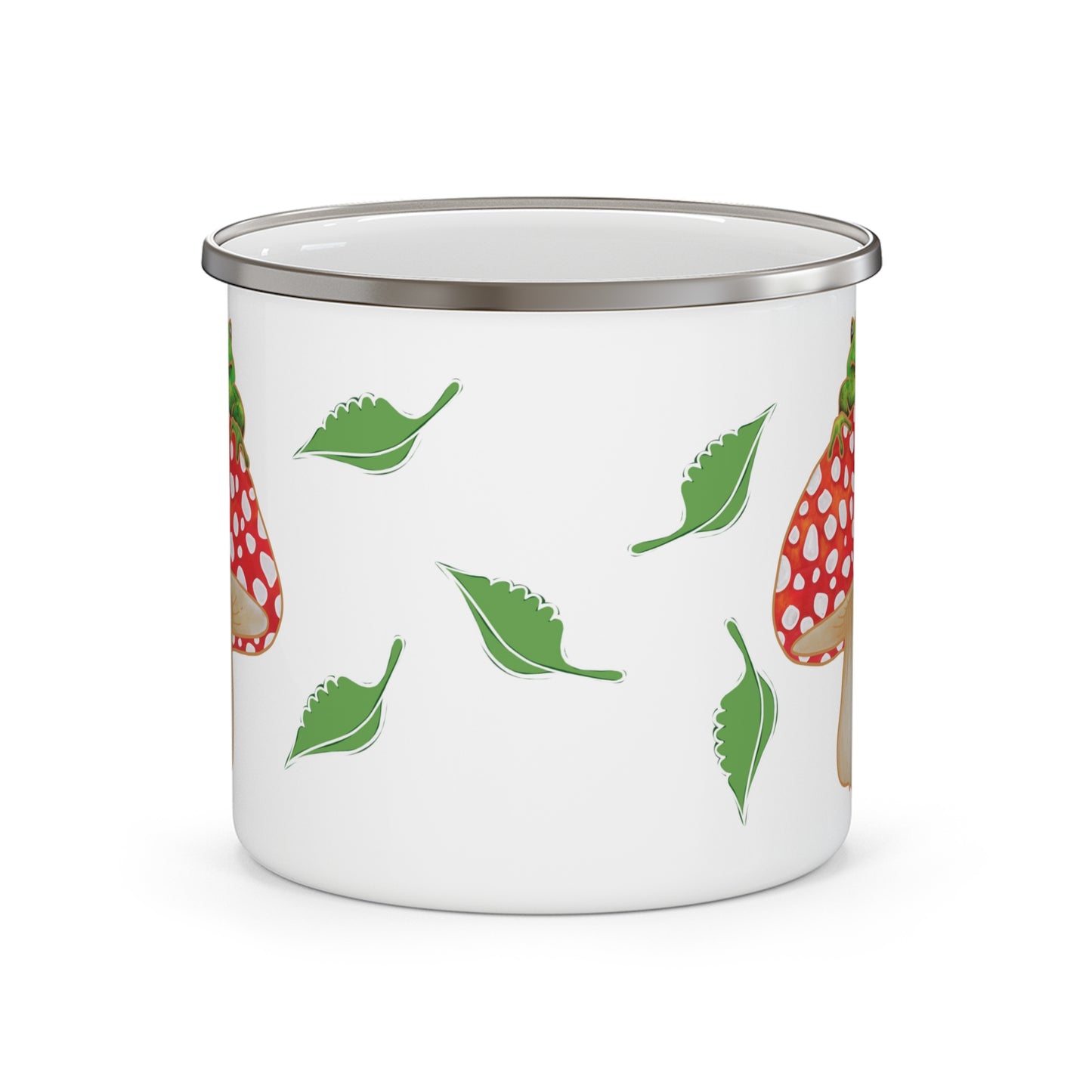 Frog and Mushroom Enamel Camping Mug