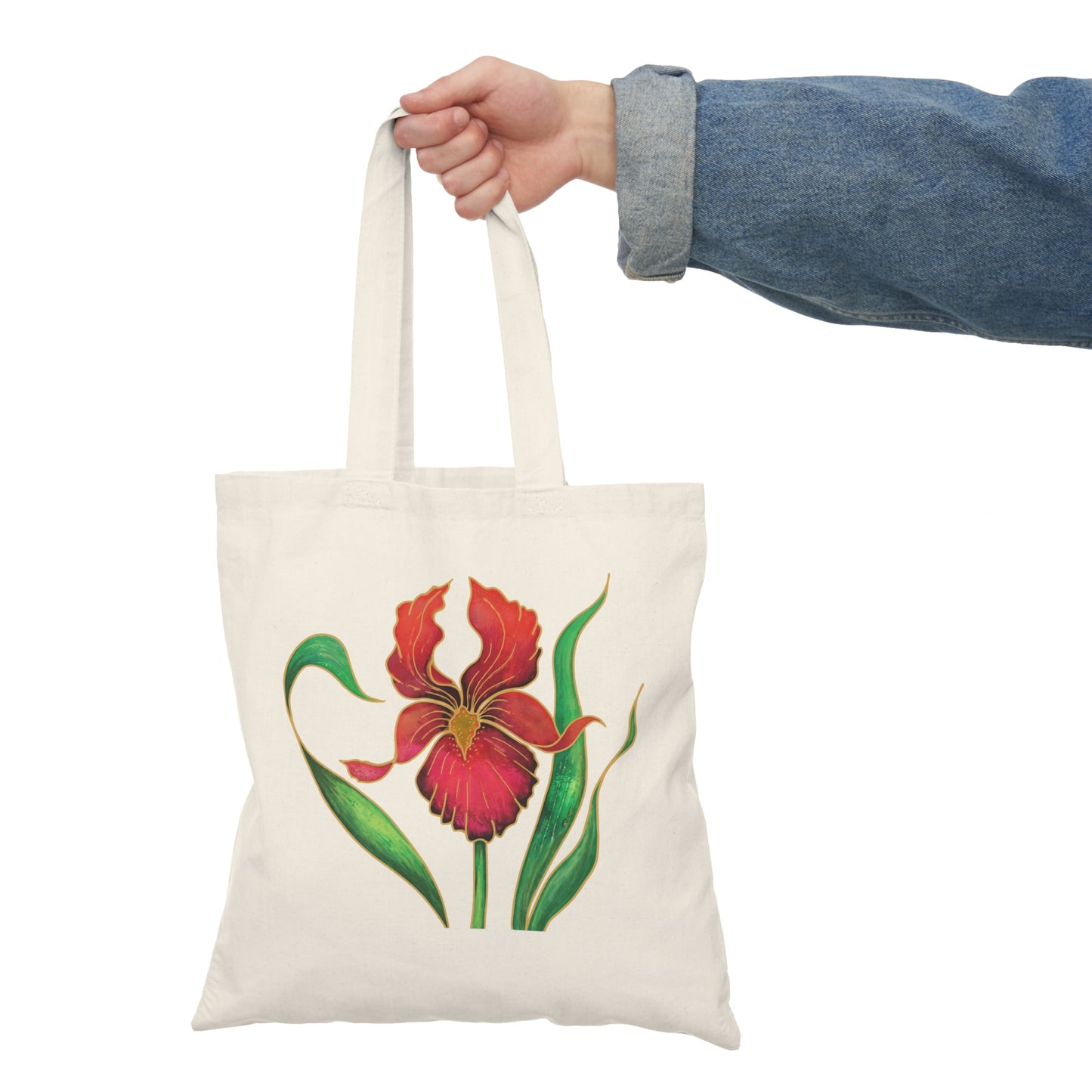 Red Iris Natural Tote Bag