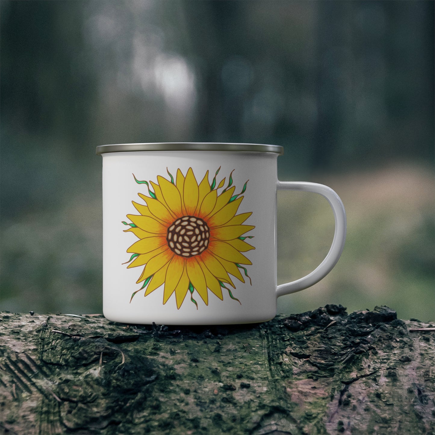 Sunflower Enamel Camping Mug