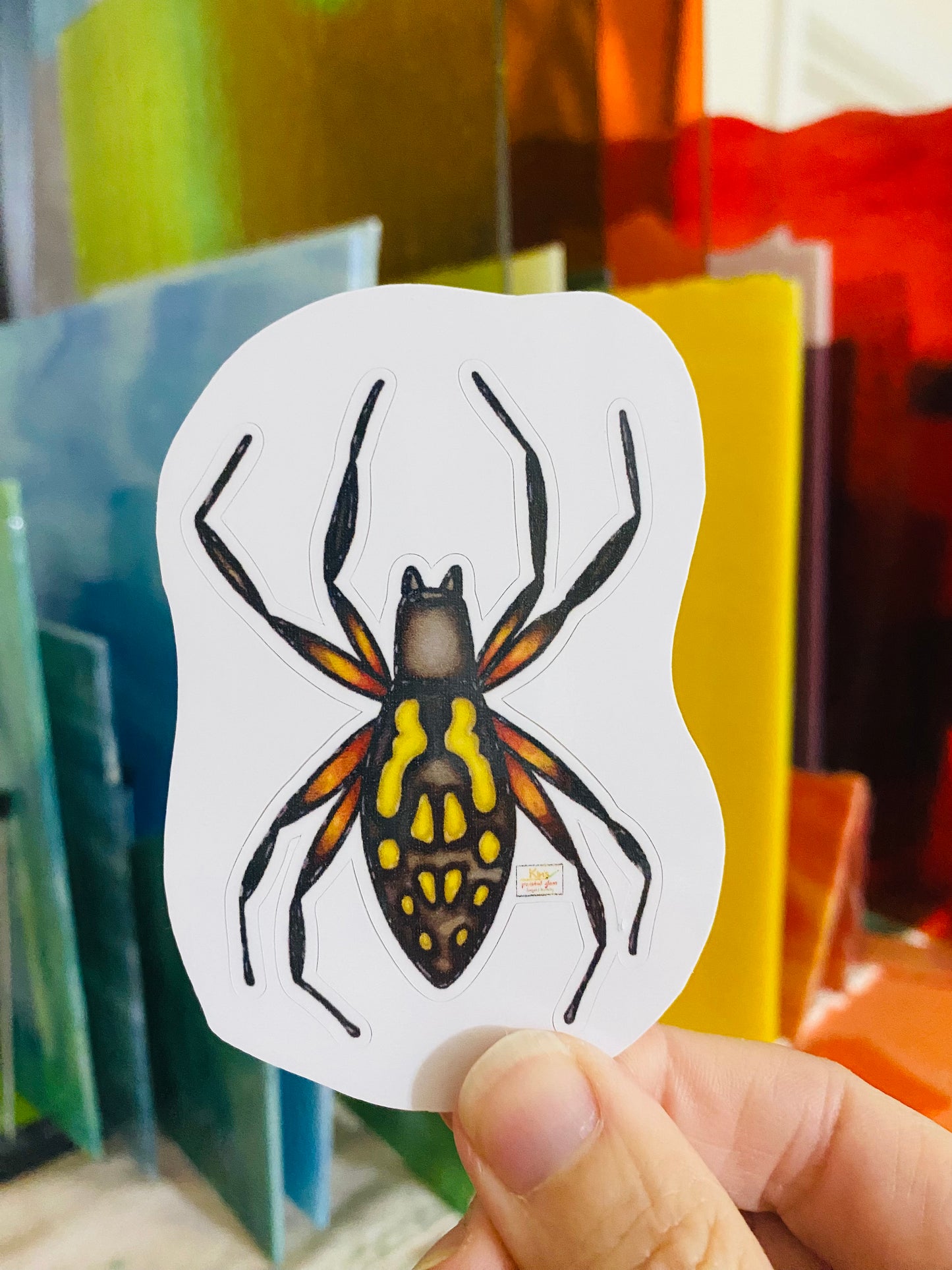 Creepy Black & Yellow Spider Stickers