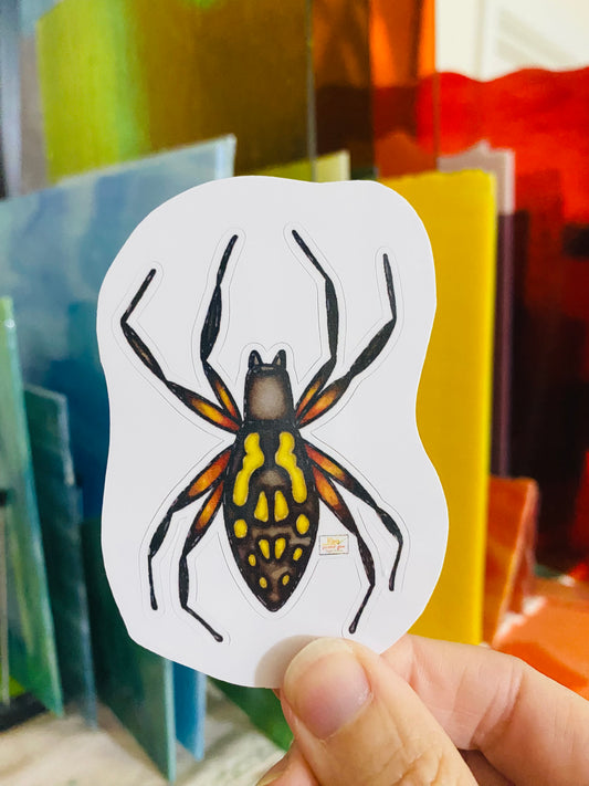 Creepy Black & Yellow Spider Stickers