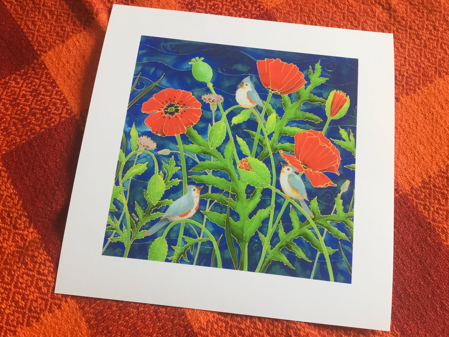 Titmouse with Poppies Art Print