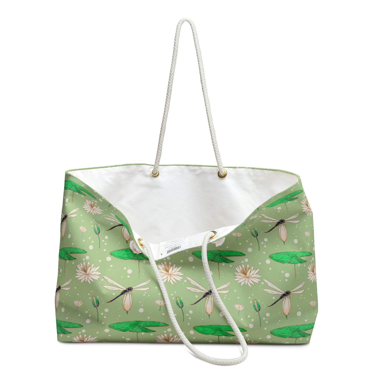 Dragonfly Waterlily Sage Green Lilypads Weekender Bag