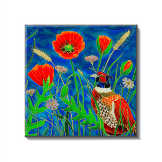 Pheasant and Poppies Tile