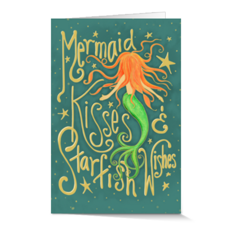 Mermaid Kisses & Starfish Wishes Folded Notecard