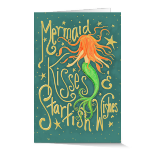 Mermaid Kisses & Starfish Wishes Folded Notecard